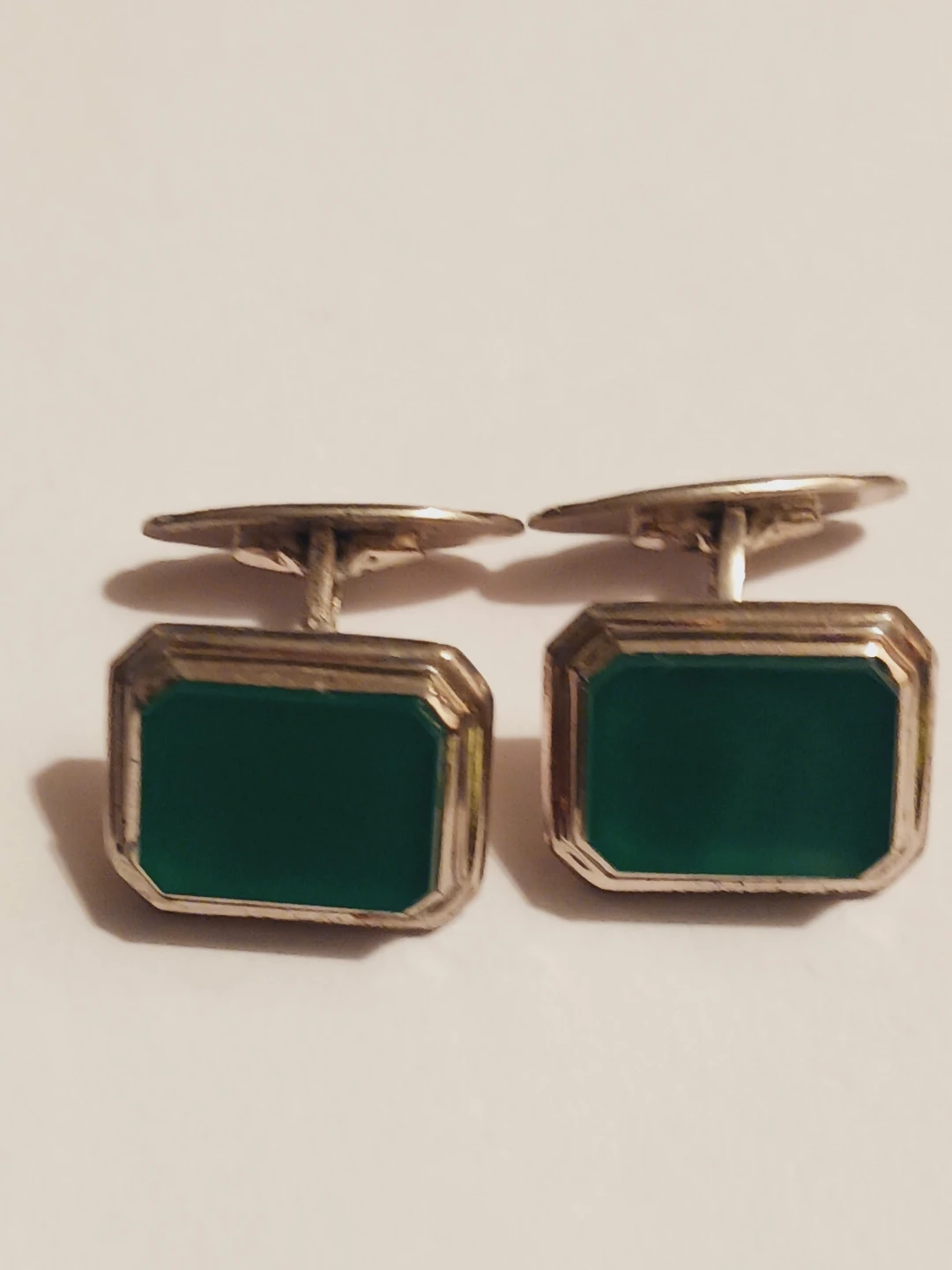 Danish Designer 835 Silver Green Gemstones Cufflinks - photo 3