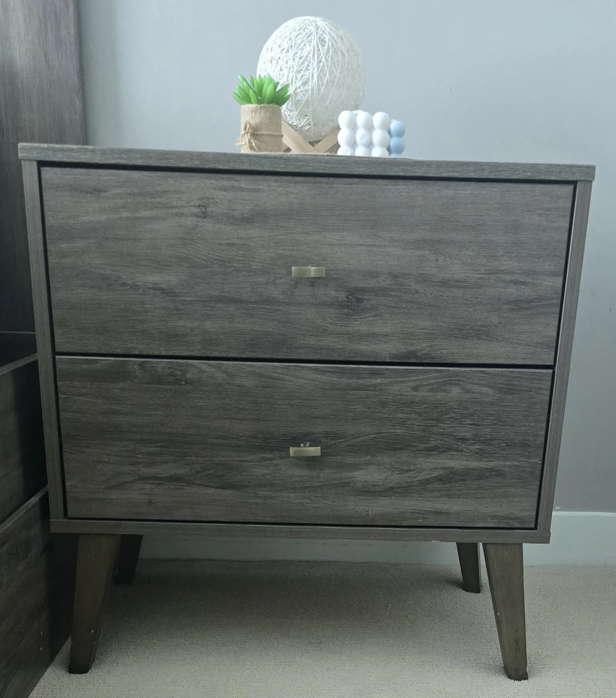 Drifted Gray Wood 2-Drawer Nightstand