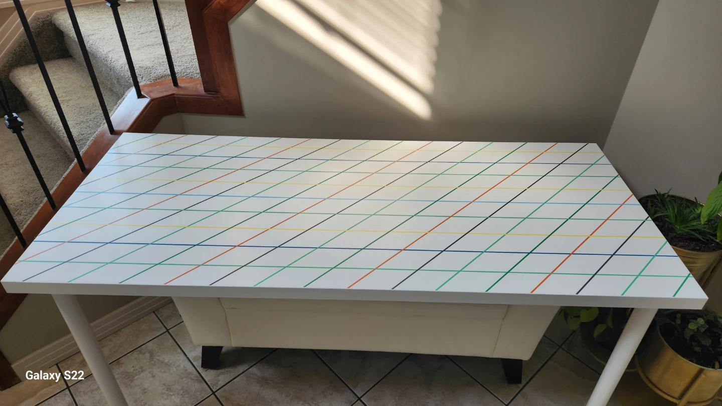 Desk with Colourful Geometric Pattern