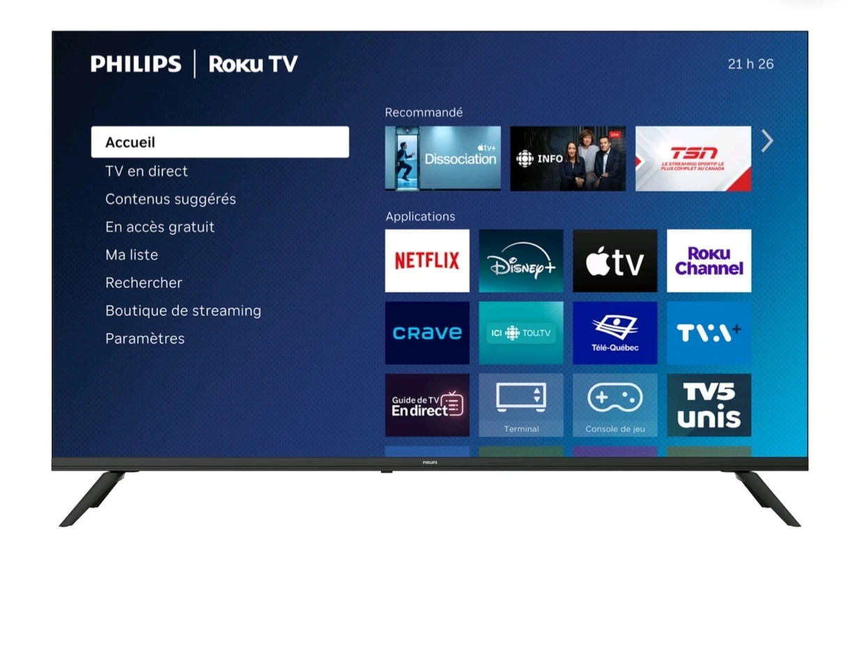 Philips Roku 43” 4K TV + Black Bench – $250 - photo 2