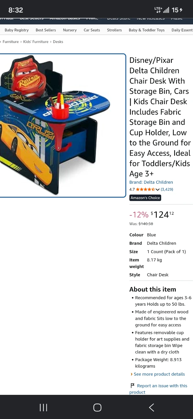 Lightning McQueen kids desk BNIB