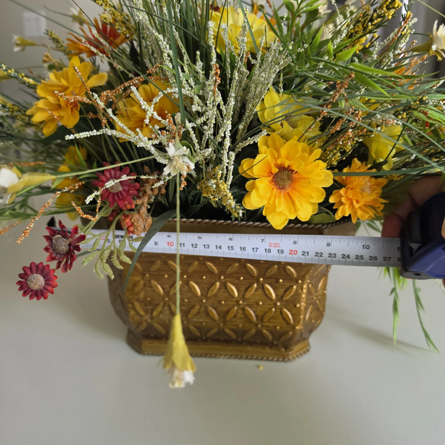 Artificial Floral Arrangement in Gold Vase - photo 5