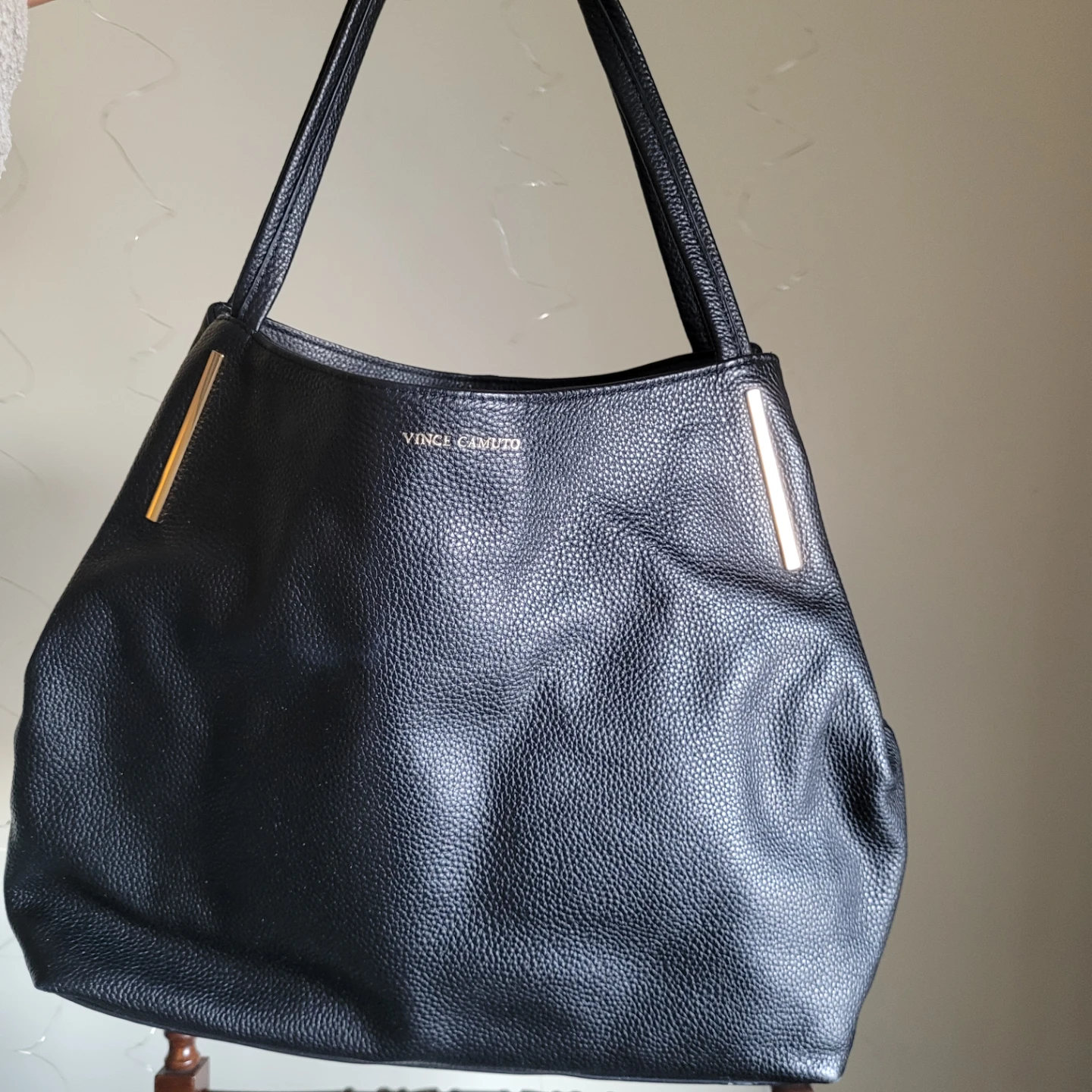 Cash only - Vince Camuto Black Faux Leather Hobo Bag