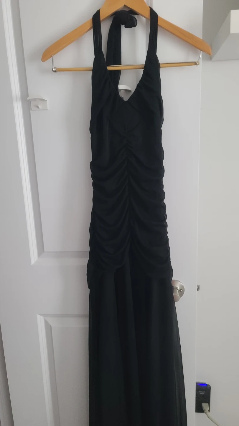 Black Halterneck Ruched Maxi Dress - photo 2