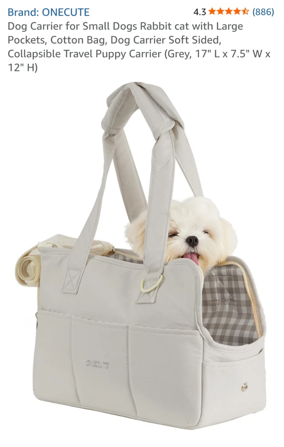 Dog Carrier Bag. Beige