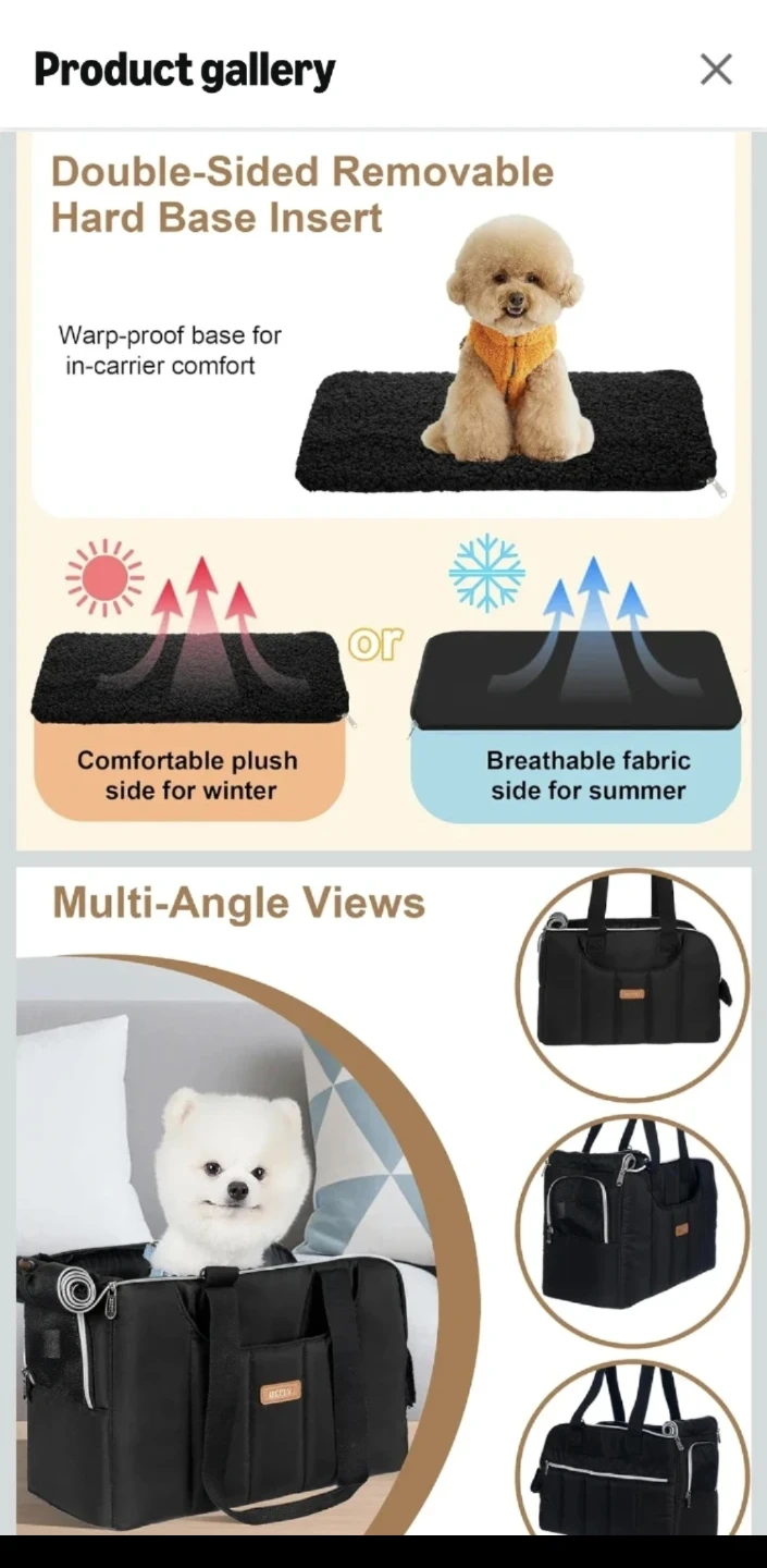 Black Pet Carrier Bag with Removable Insert - photo 3