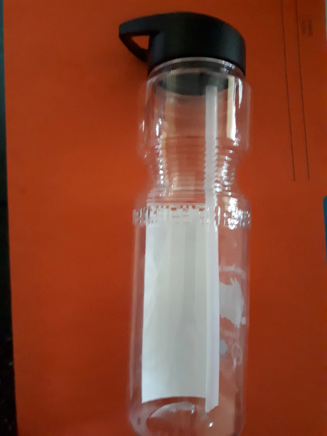 Brand new Clear Water Bottle with Black Lid and Handle