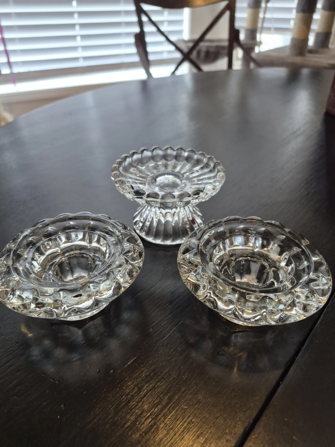 Set of 3 Clear Glass Taper Candle Holders