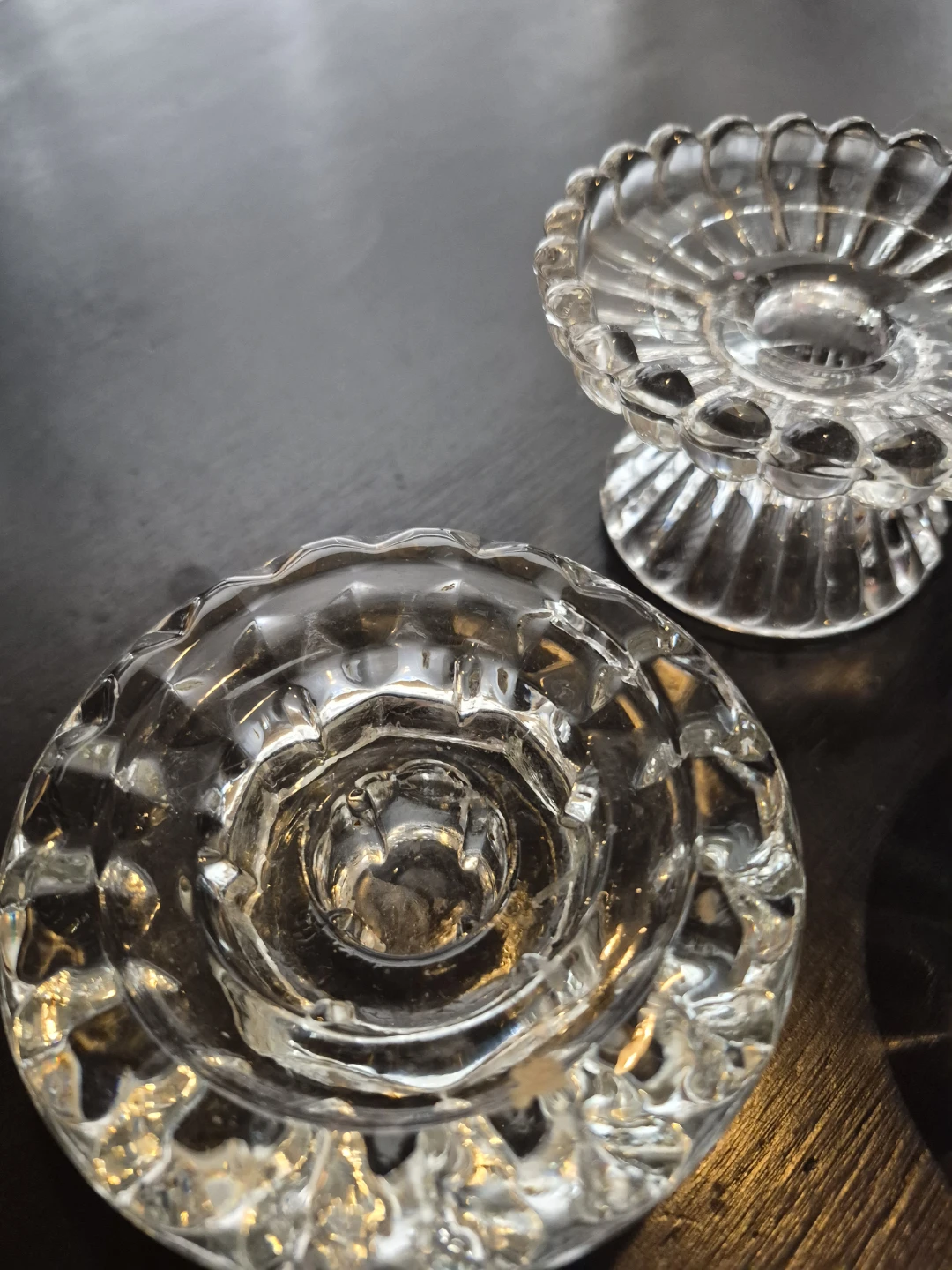 Set of 3 Clear Glass Taper Candle Holders - photo 2