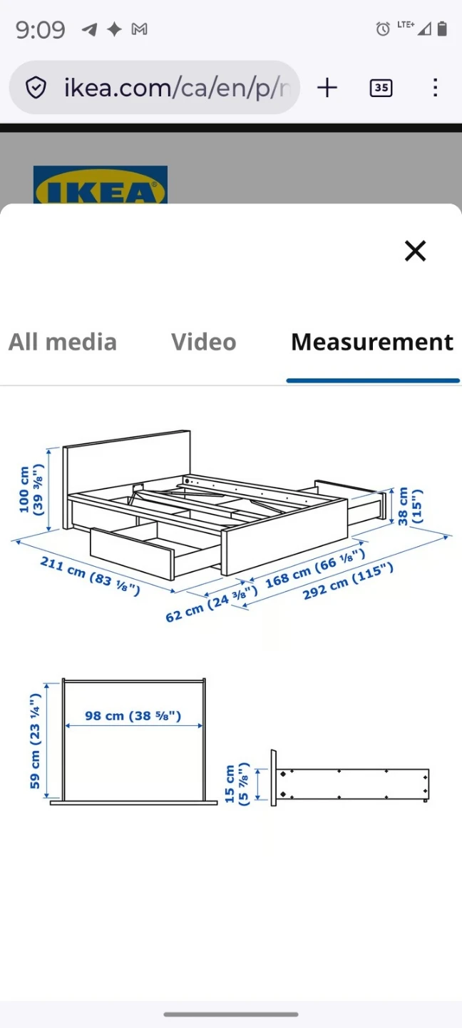 Ikea White bedframe with four drawer storage Queen - photo 3