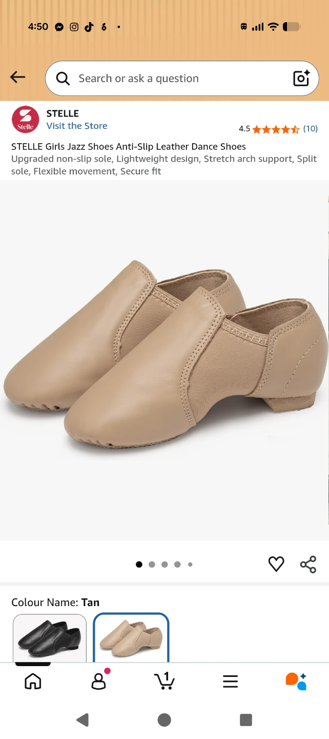 STELLE Girls Tan Leather Jazz Shoes Size 133 - photo 4
