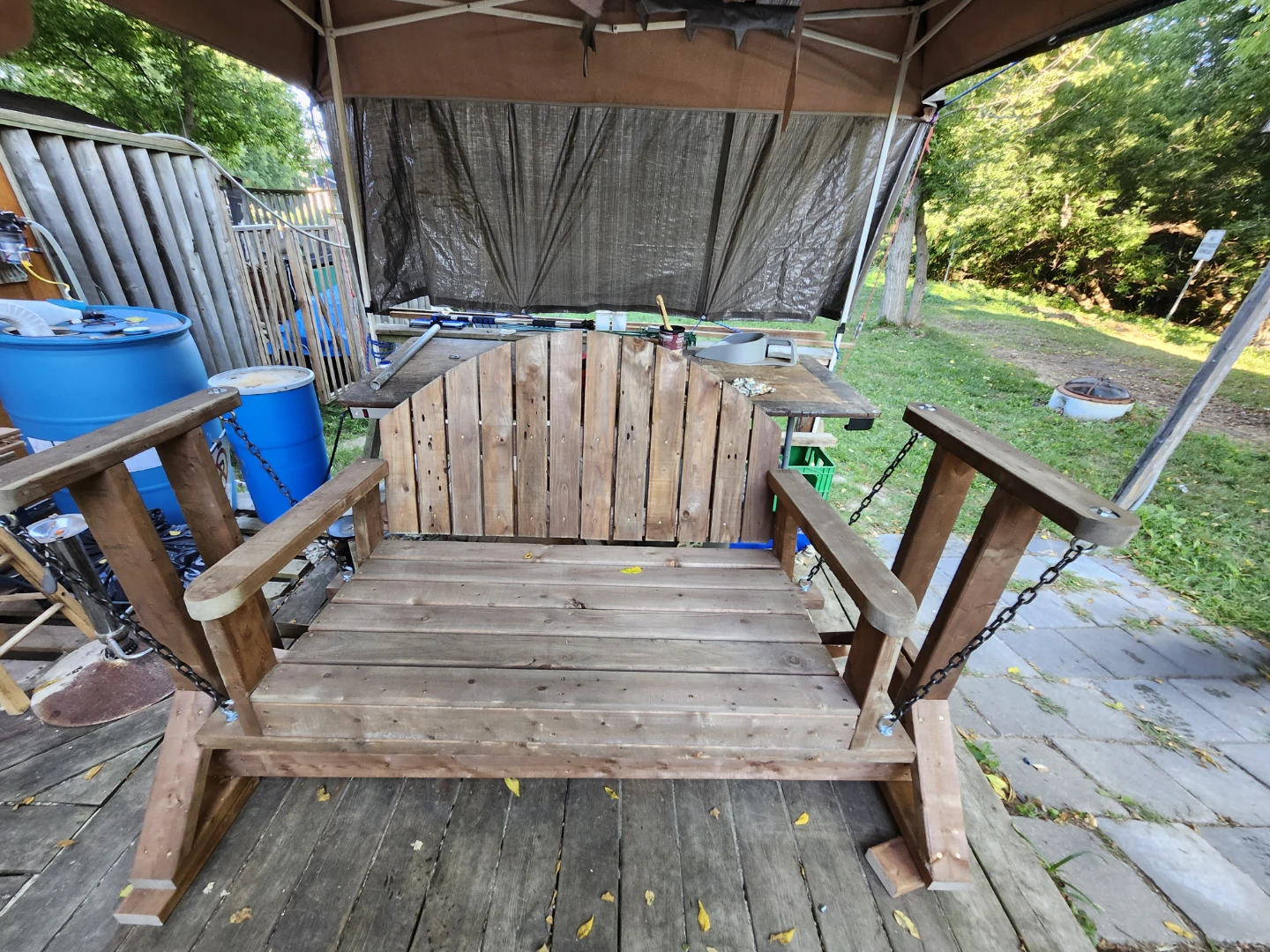 Wooden Outdoor Swing Bench