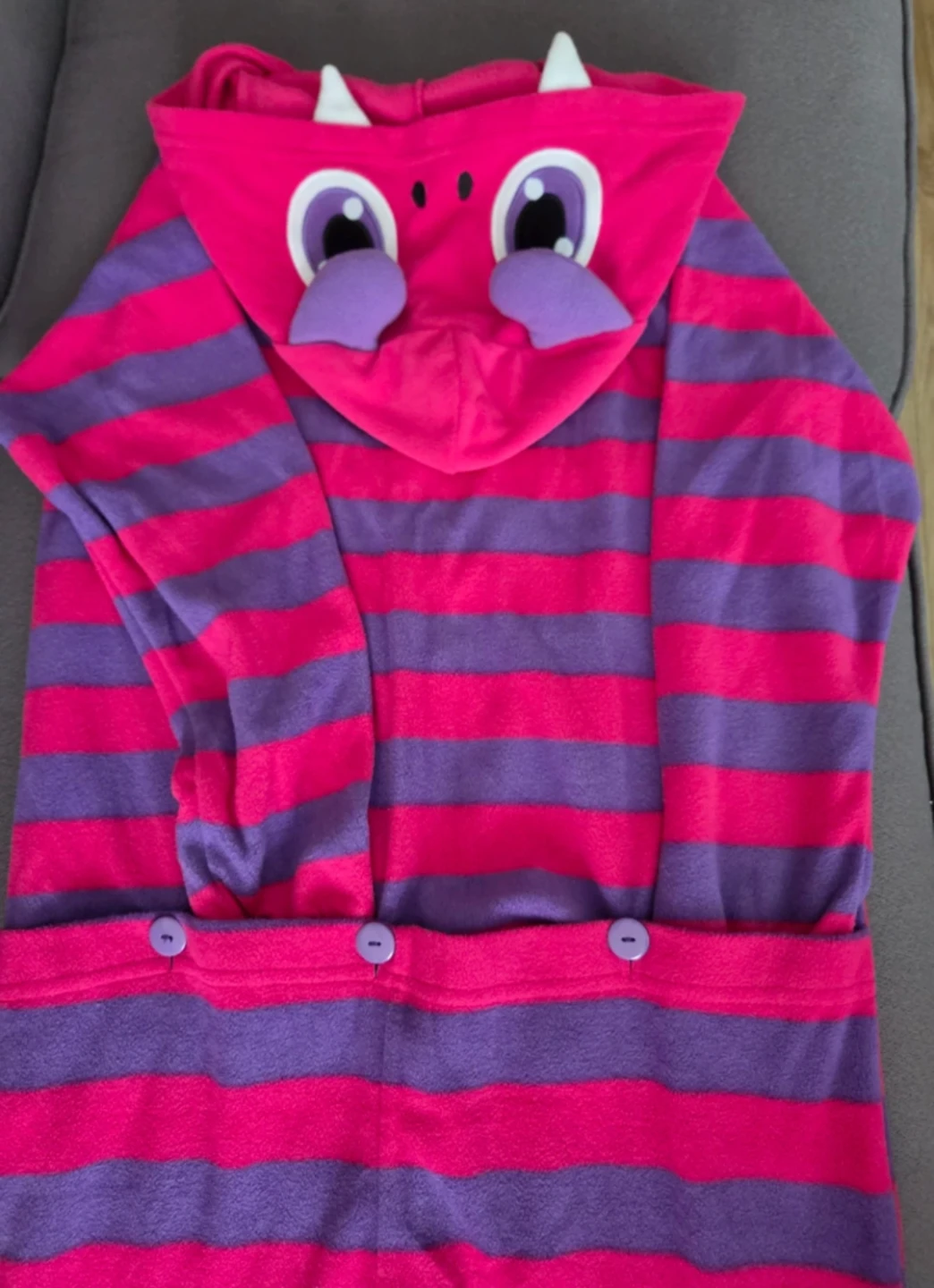 Pink & Purple Striped Monster Fleece Pajamas - photo 4