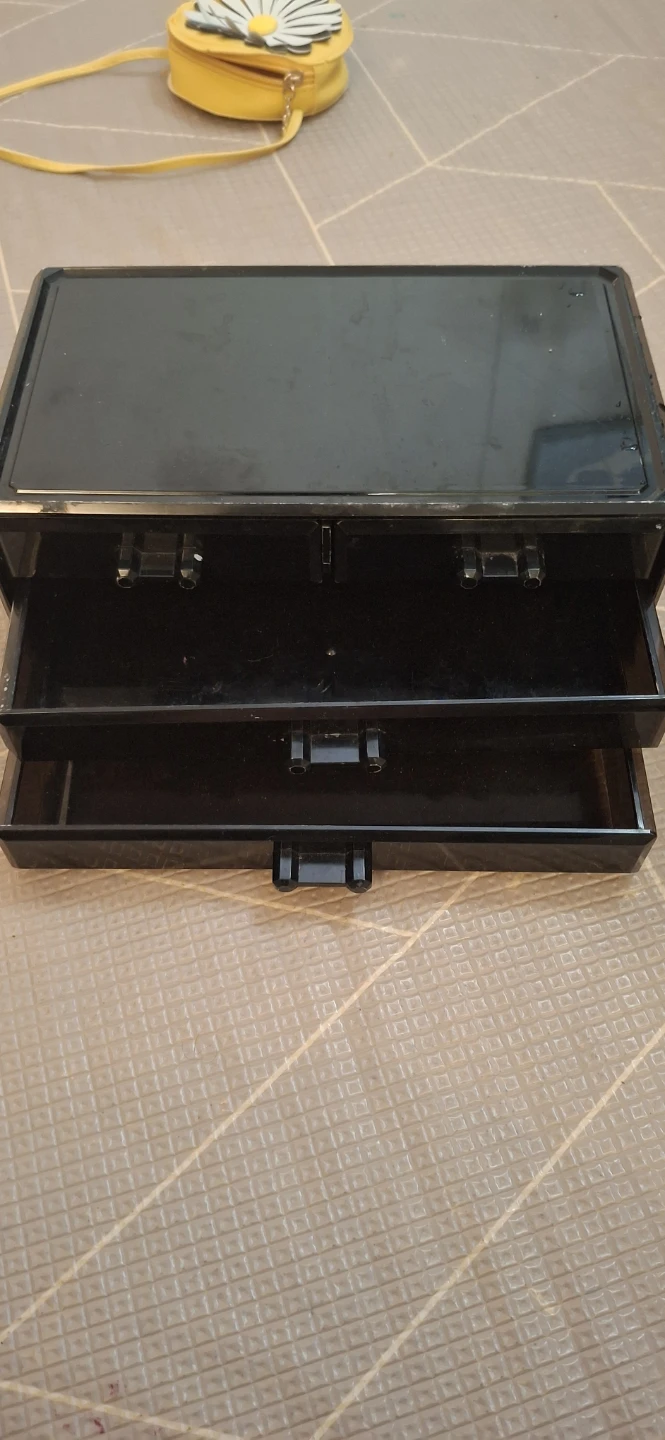 Black desktop storage drawer unit