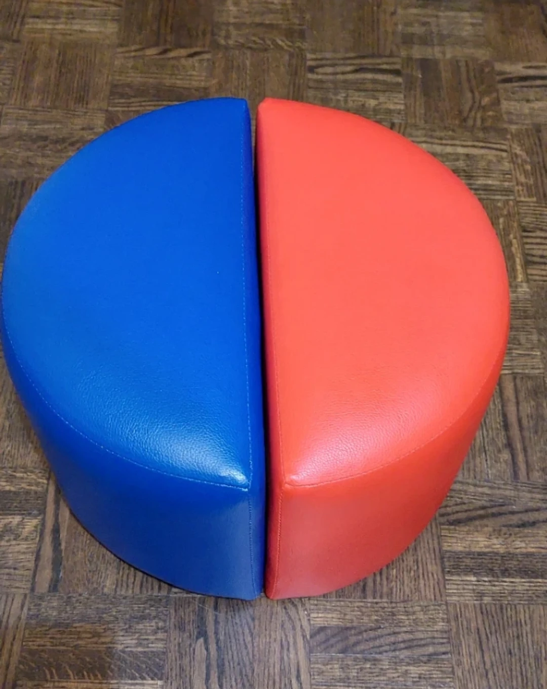 Blue and Red Half-Circle Ottoman