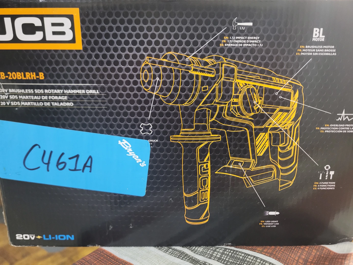 JCB 20V Cordless Brushless Rotary Hammer Drill JCB-20BLRH-B - photo 3