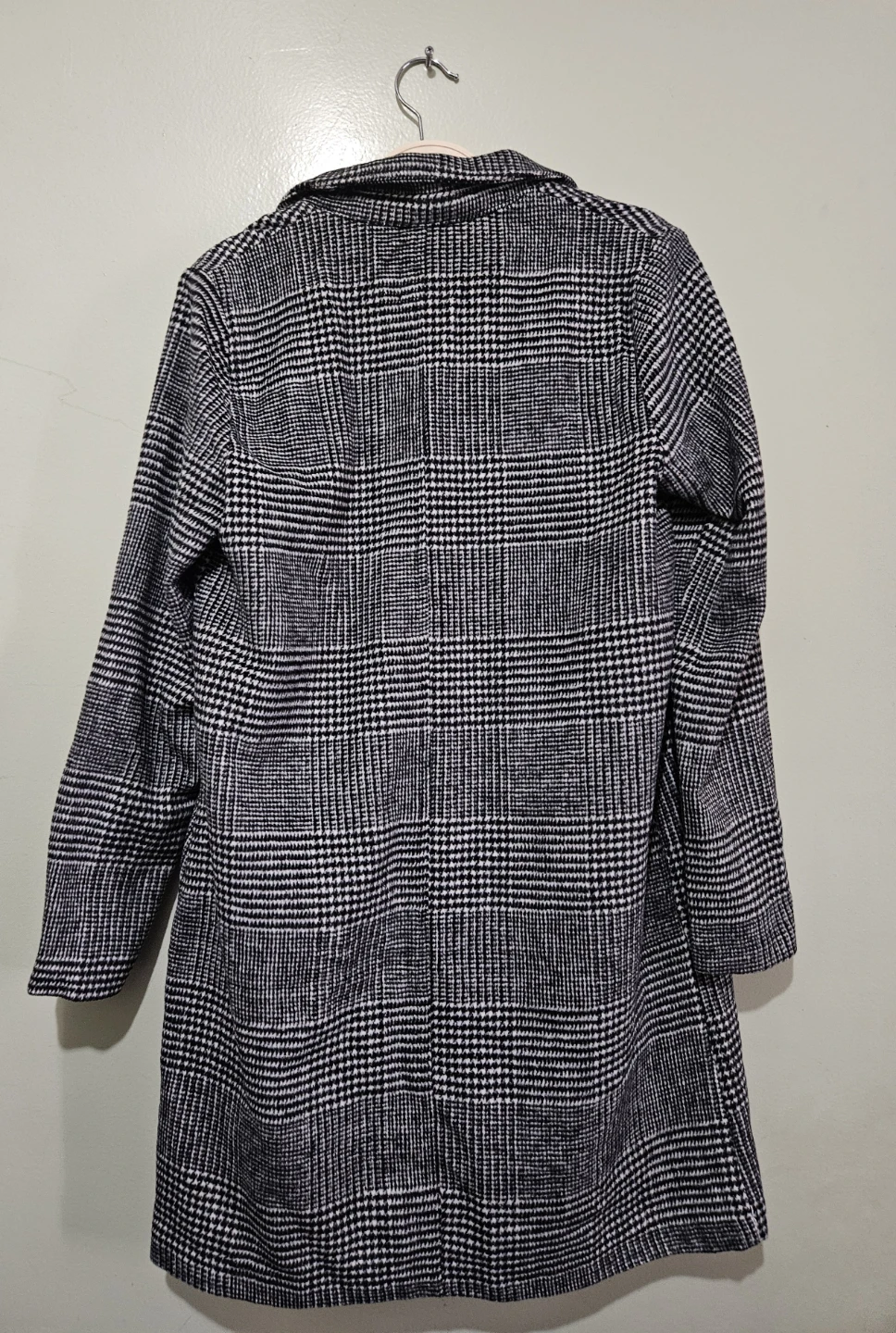 LoveTree Grey Blue HoundsTooth Open-Front Long Coat - photo 2