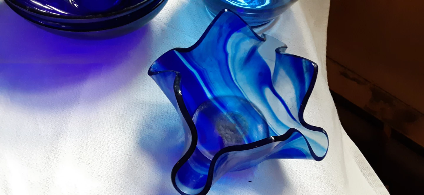 Blue Glass Pitcher and Bowls Set - photo 2