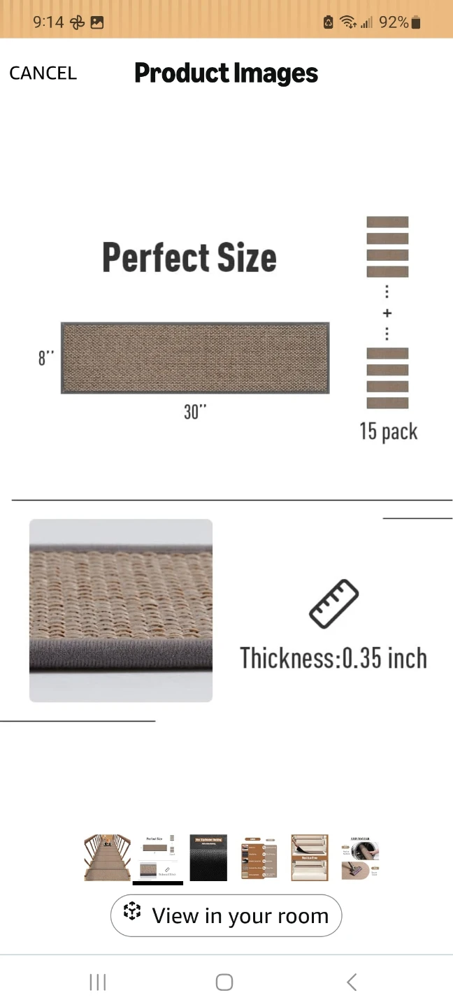 Padoor Stair Treads Carpet Mats - 15 Pack - Light Grey - photo 3