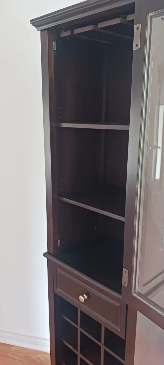 Dark Brown Display Cabinet with Wine Rack - photo 3