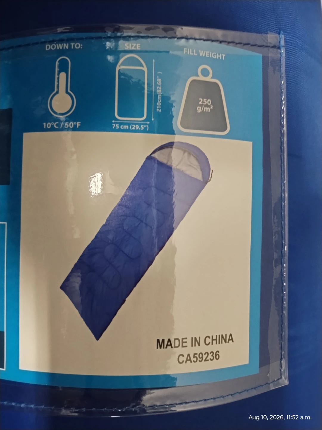 NEW Blue Sleeping Bag – 10°C – 210 × 75 cm – Camping - photo 4
