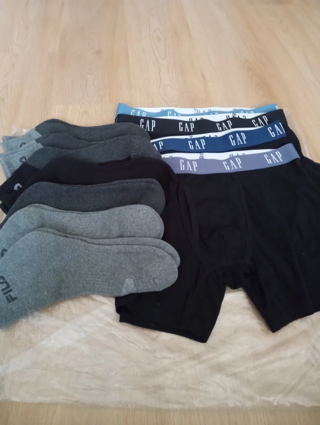 New boxer briefs sz M and socks $20. Moving sales