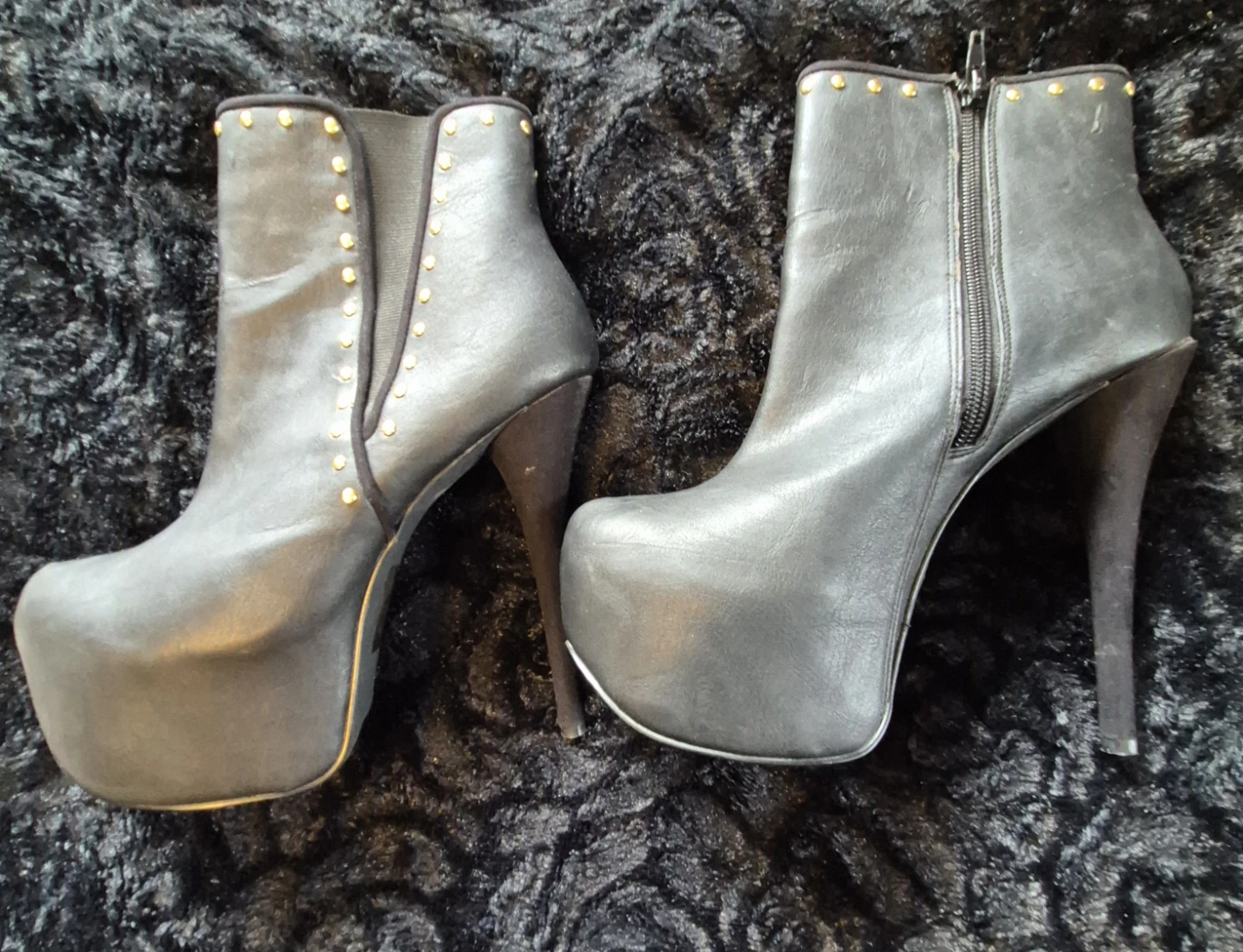 Black Studded Platform Ankle Boots - photo 2