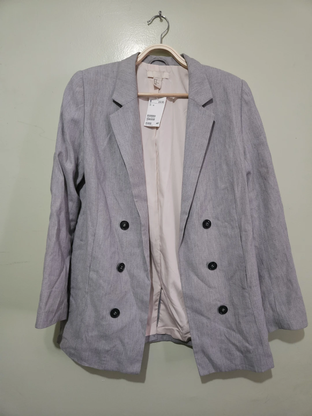 H&M Light Grey Blazer Open-Front, Double-Breasted. NEVER WORN