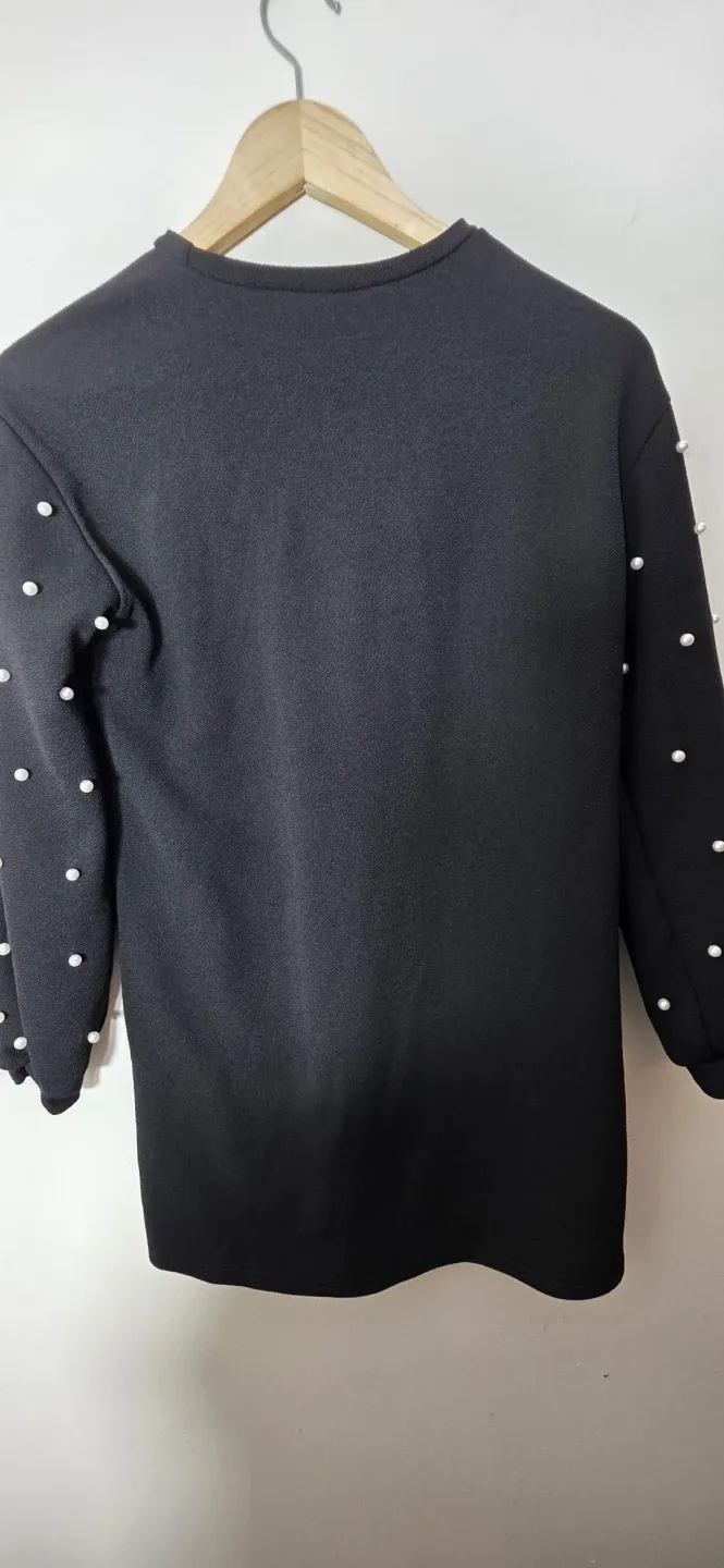 SHEIN Black Pearl Embellished Top