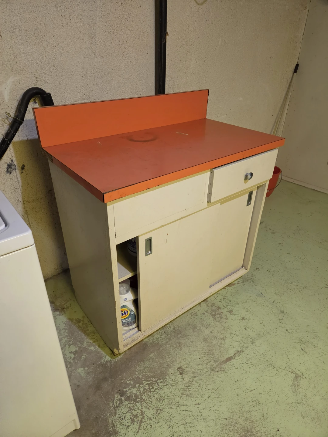 Vintage Laundry Cabinet with Orange Countertop - photo 3