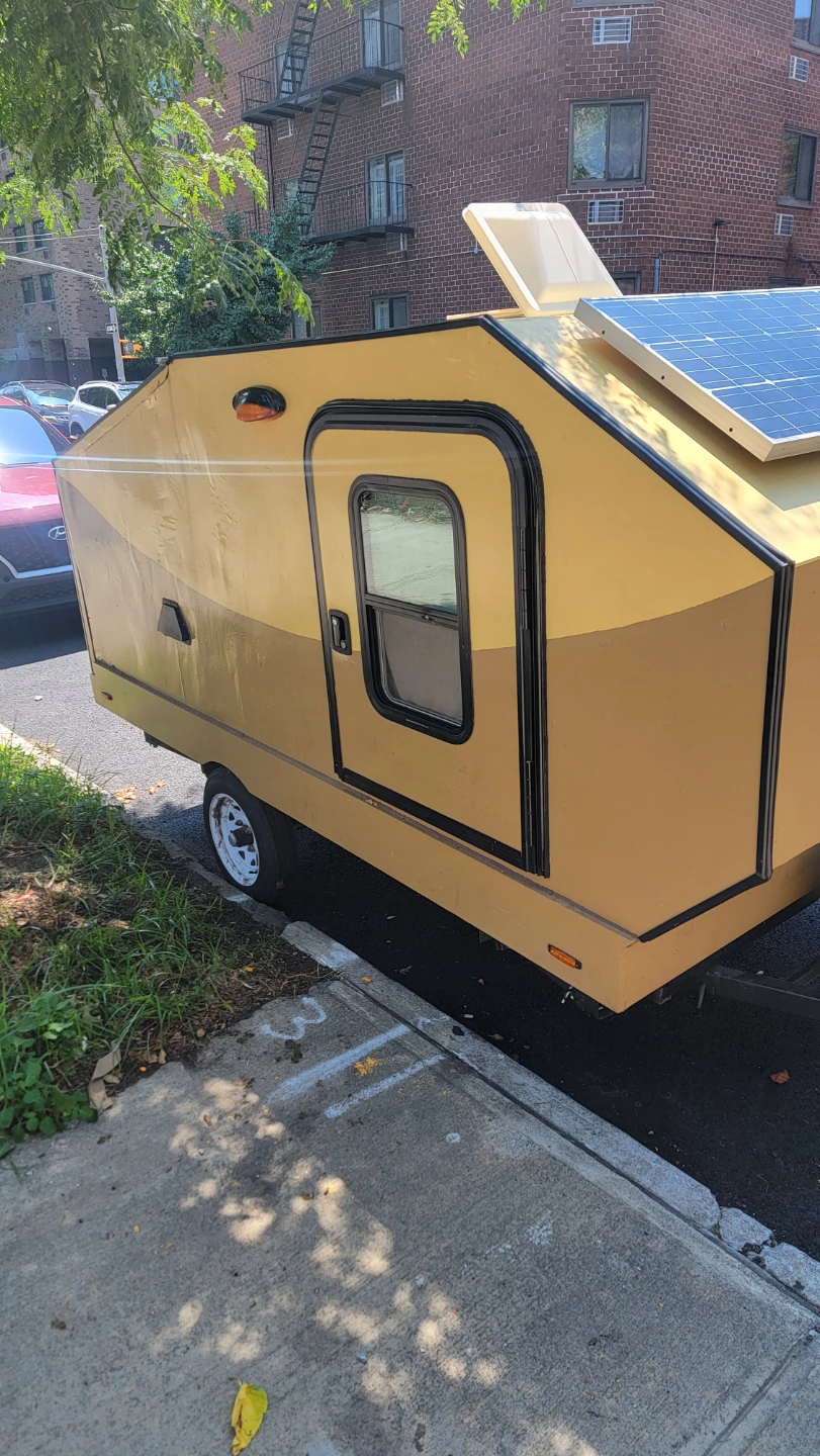 Yellow Teardrop Camper Trailer with Solar Panels - photo 2