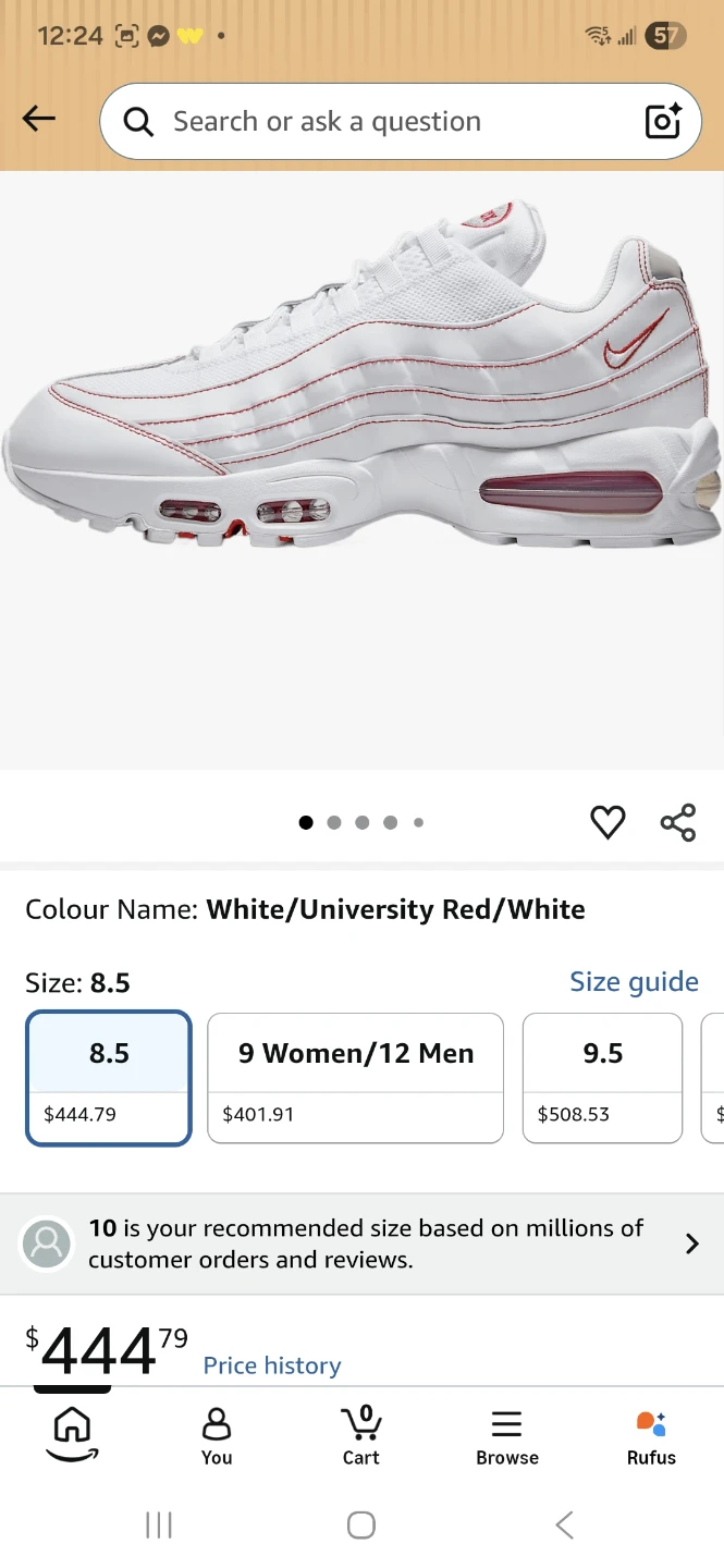 Nike Air Max 95 Sneakers Size 6.5Y or 7.5 W White/Red - photo 3