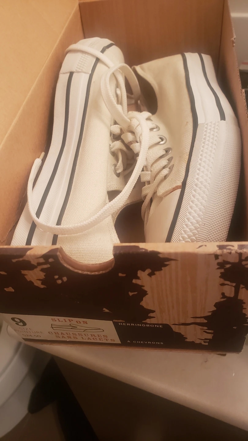White Canvas High-Top Sneakers - Size 9