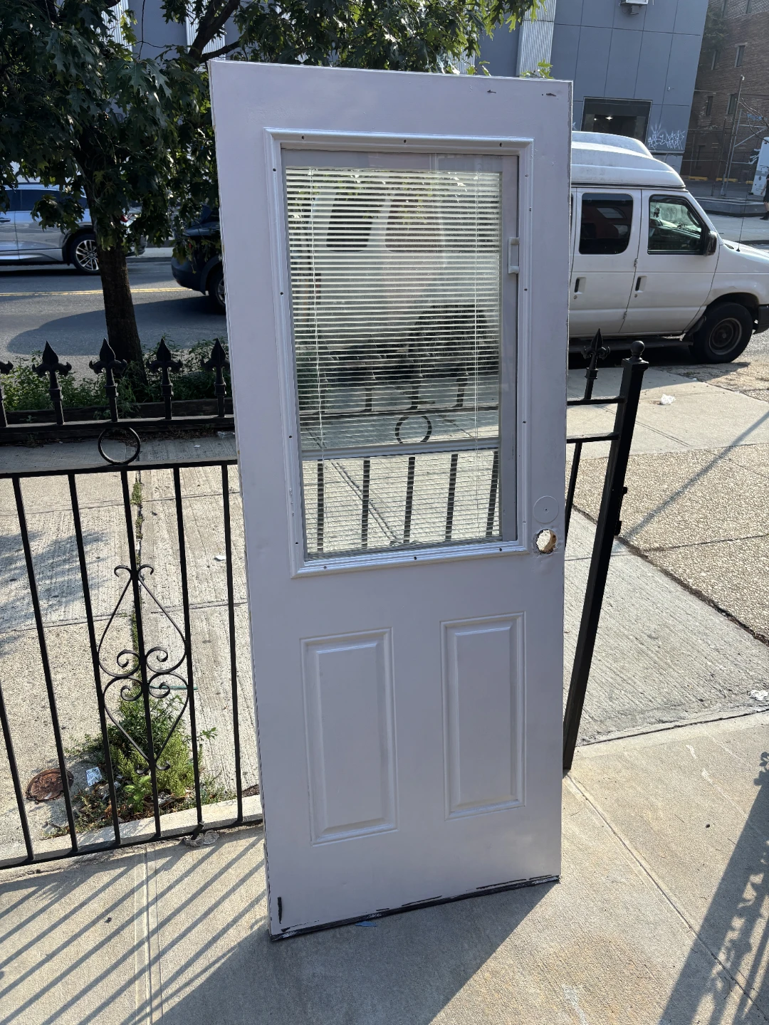 79 x 31 1/2 White Exterior Door with Built-in Blinds