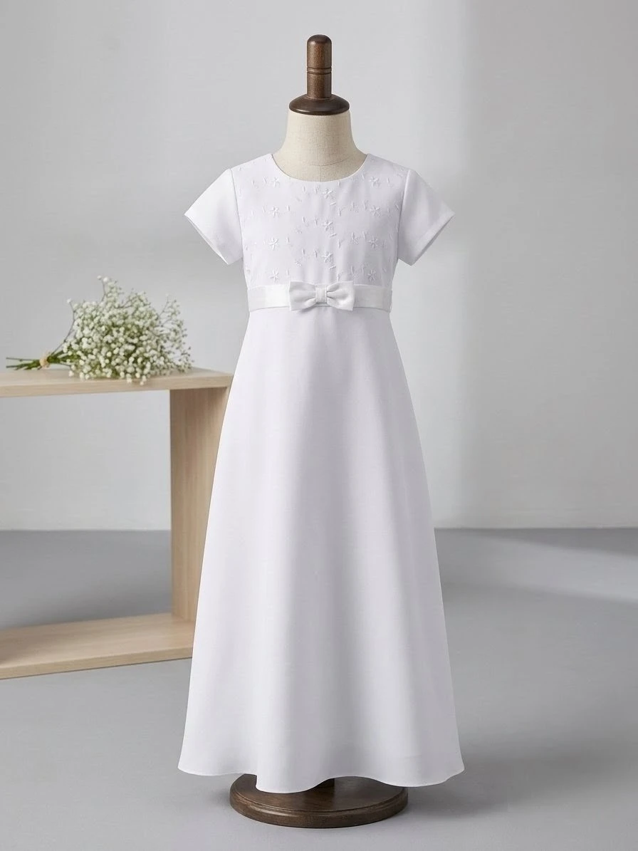 NWT Bonnie Jean White Dress with Bow