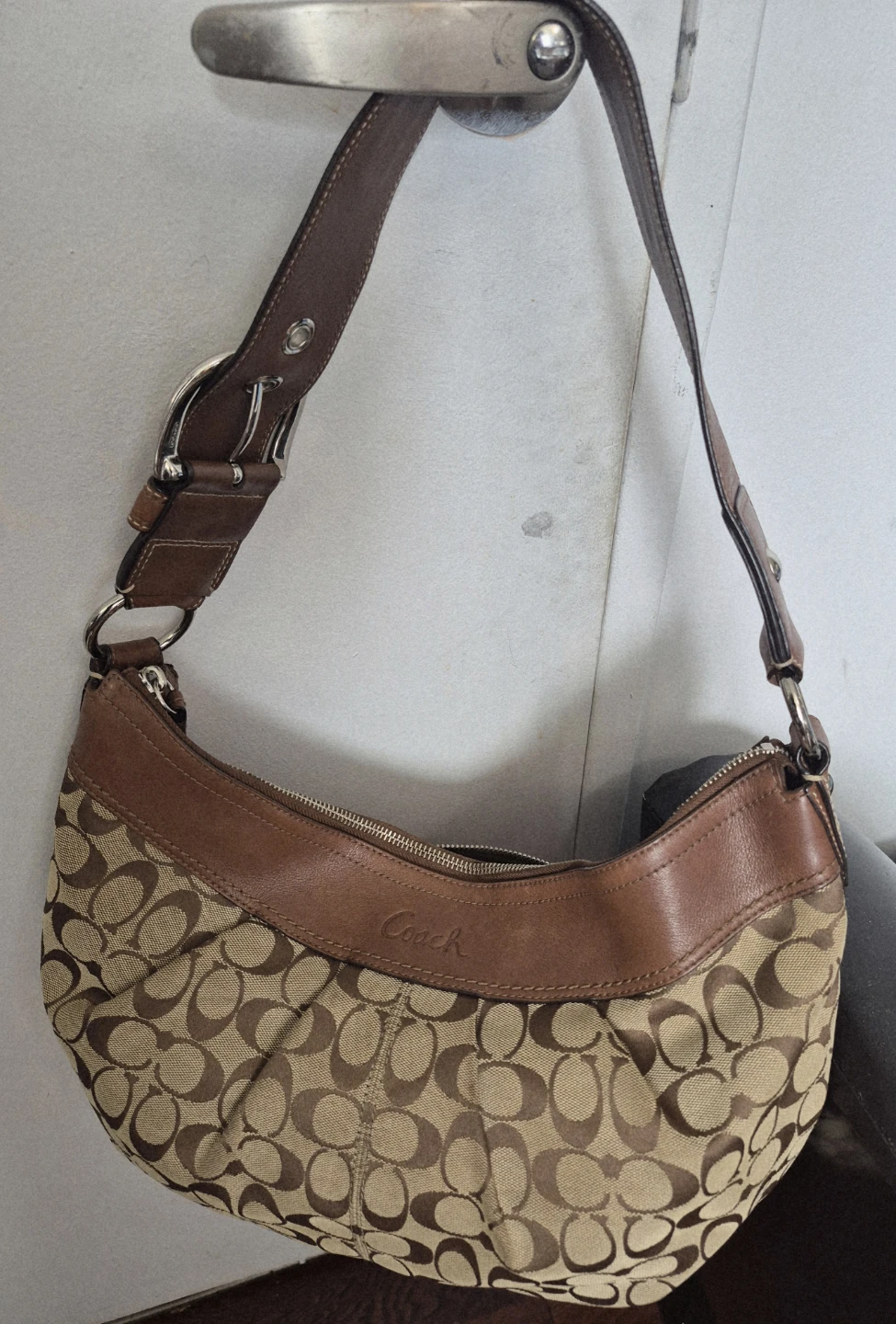 Coach Signature Monogram Hobo Bag - Brown - photo 2