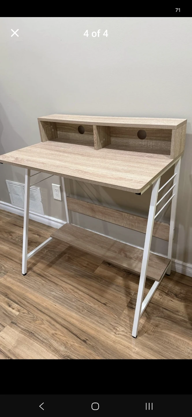 Wood Grain Finish Desk with Shelf