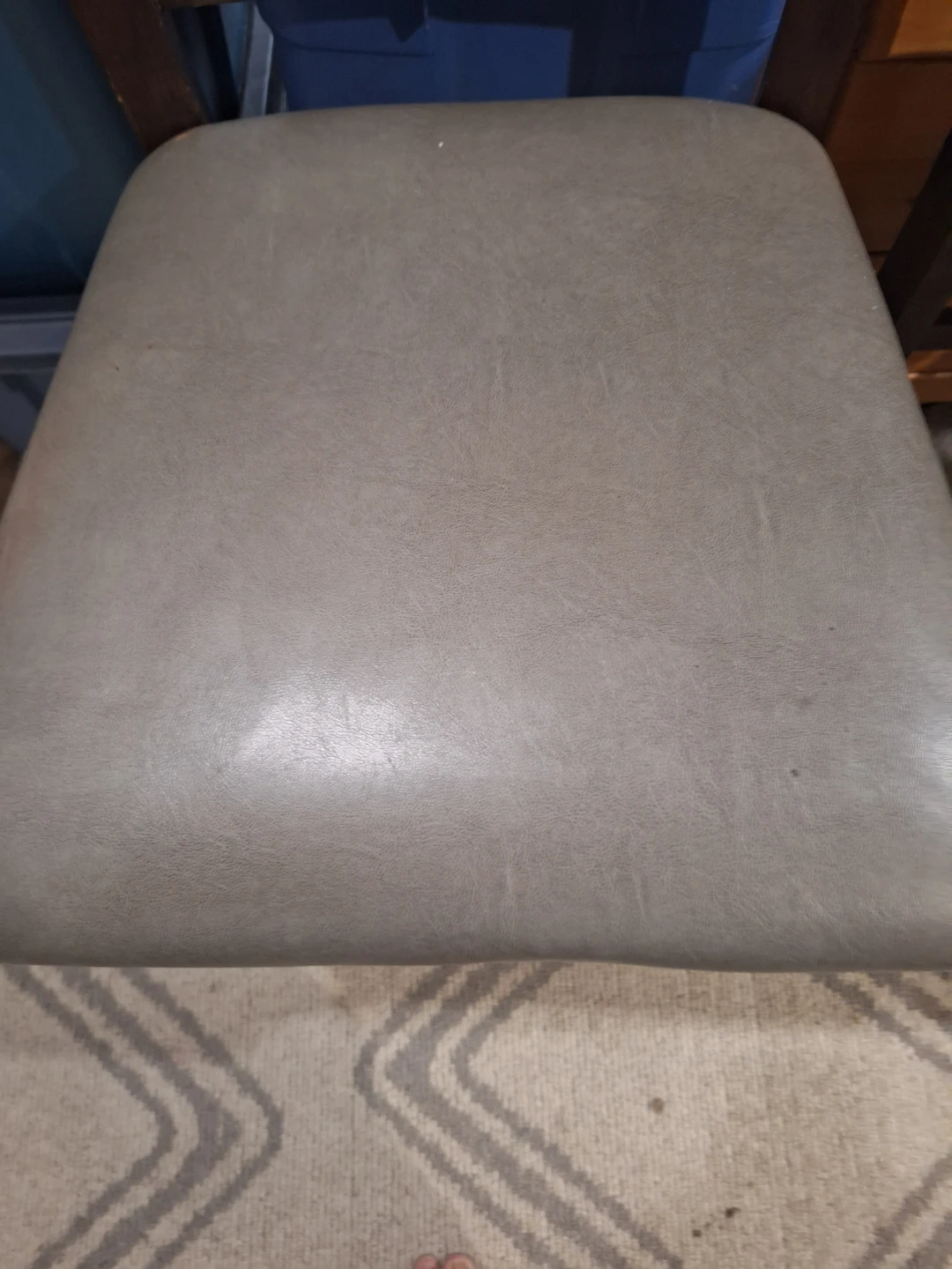 Set of 3 Wooden Bar Stools with Grey Upholstered Seats - photo 2