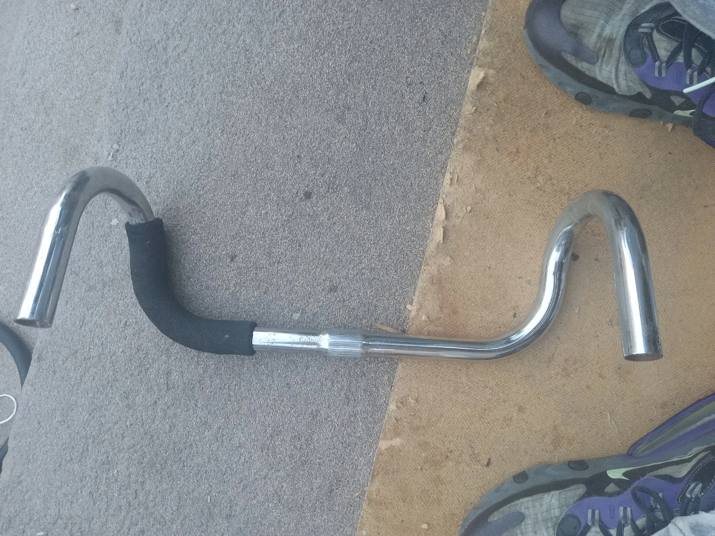 Silver Bicycle Handlebars with Black Grip