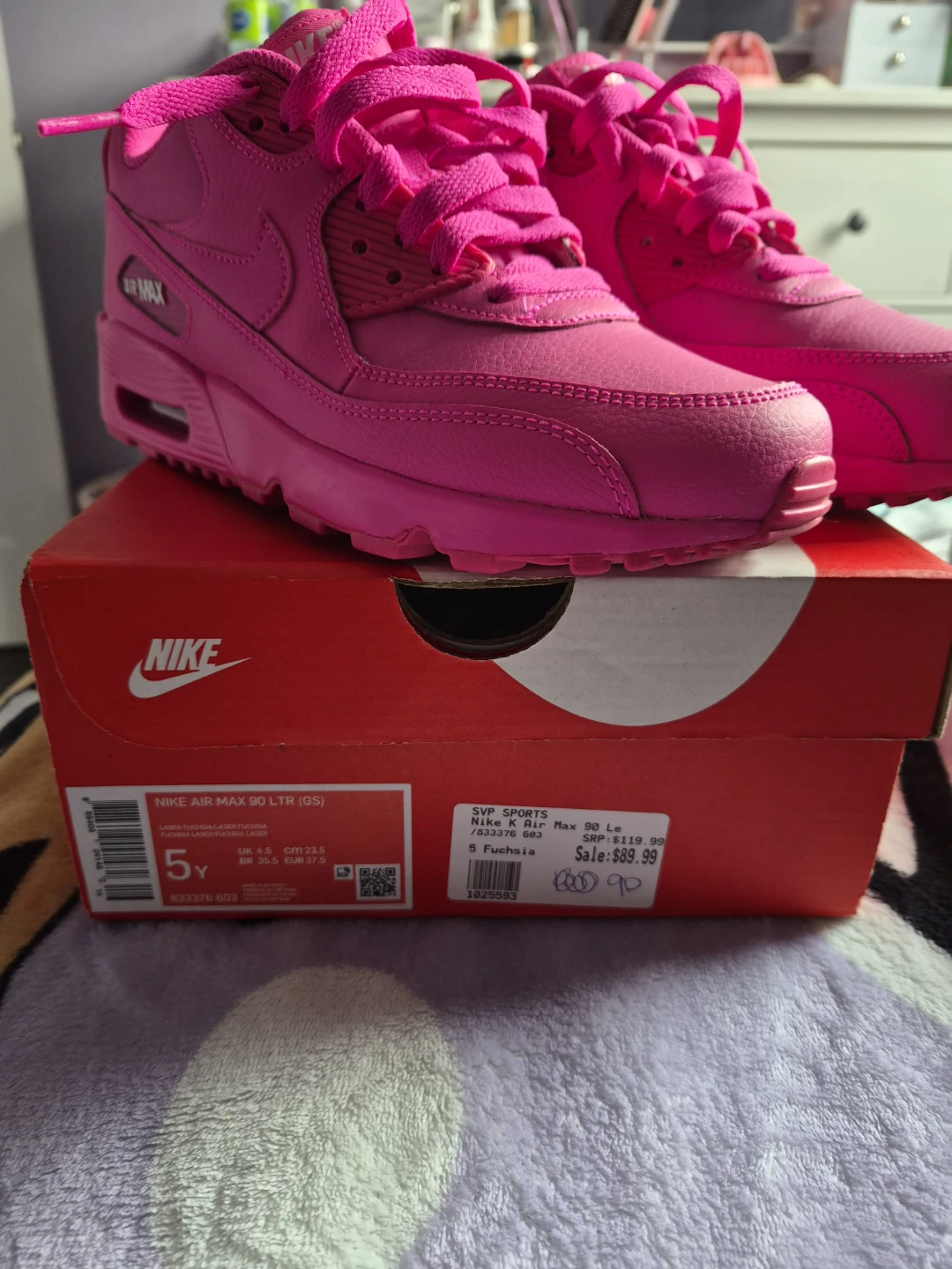 Nike Air Max 90 LTR (GS) Pink Youth Shoes Size 5Y