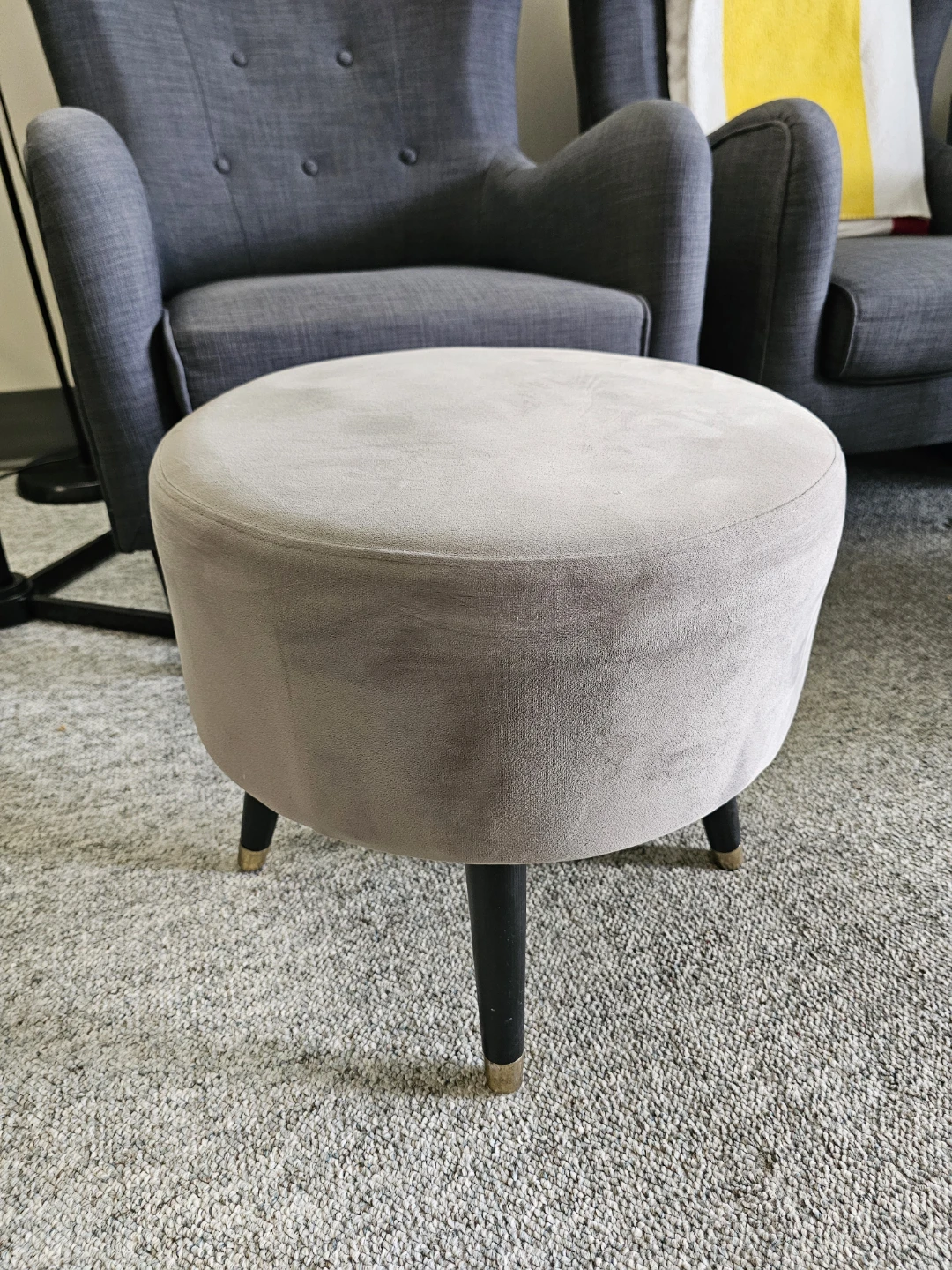Velvet Round Ottoman Stool