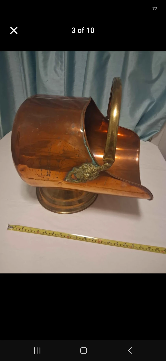 Vintage Copper Coal Scuttle with Lion Detail - photo 2