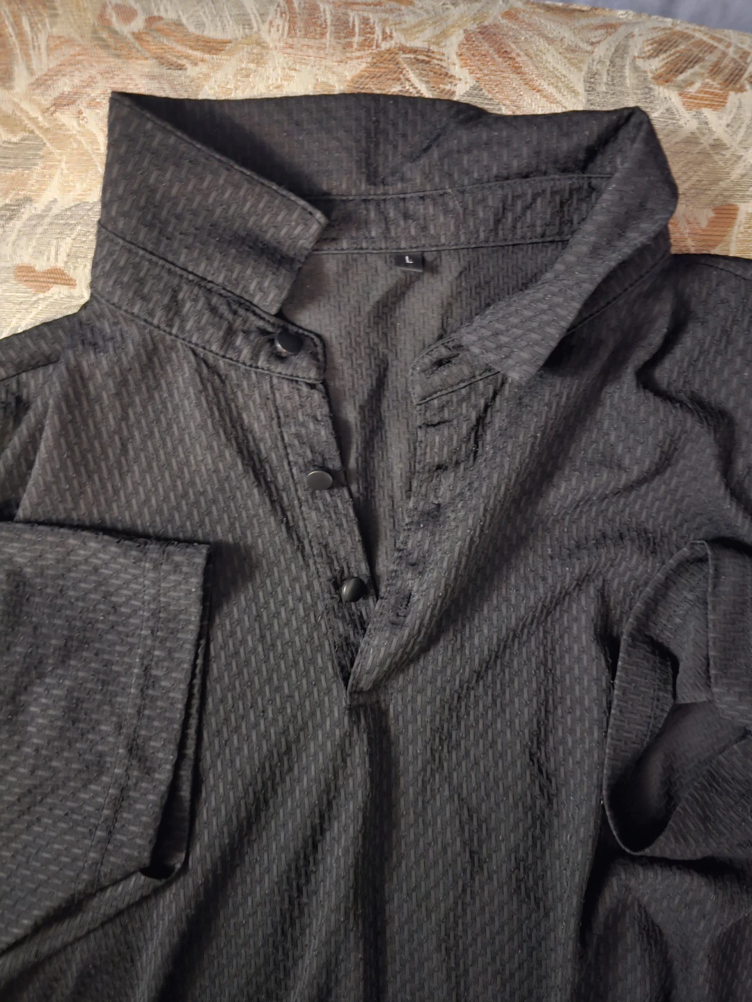 Black textured polo shirt - photo 2