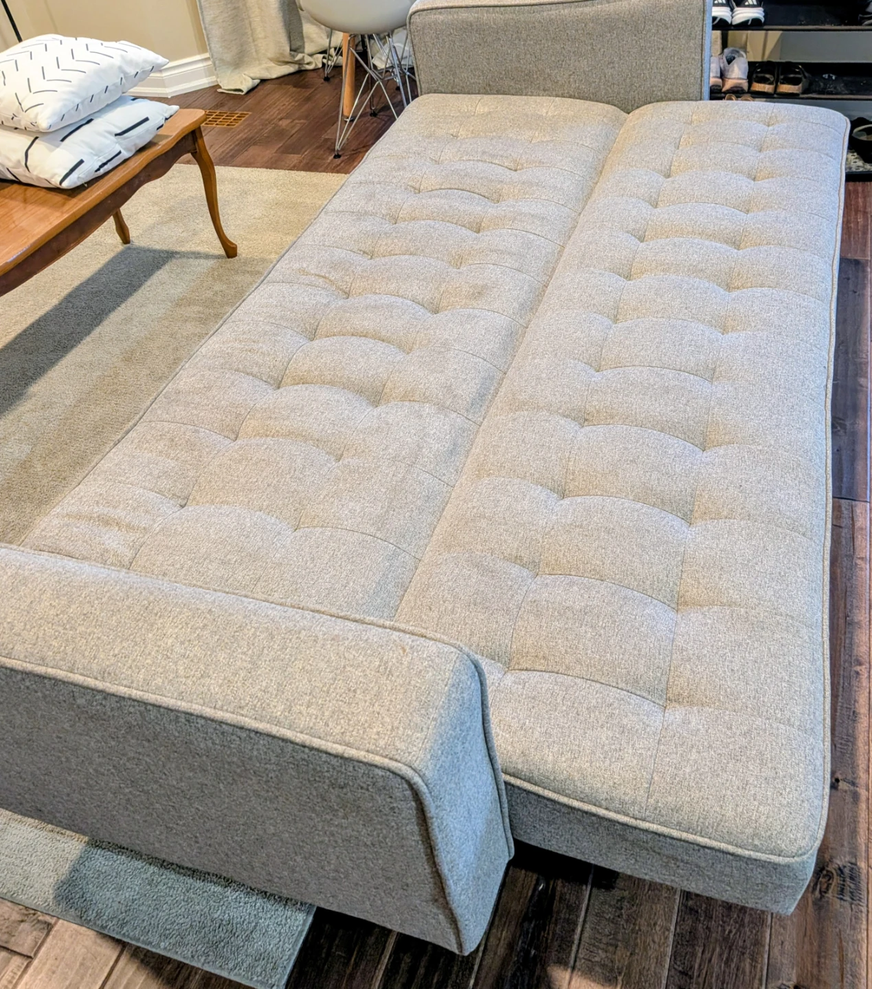 79" Grey Futon + Rug - Beige - photo 2