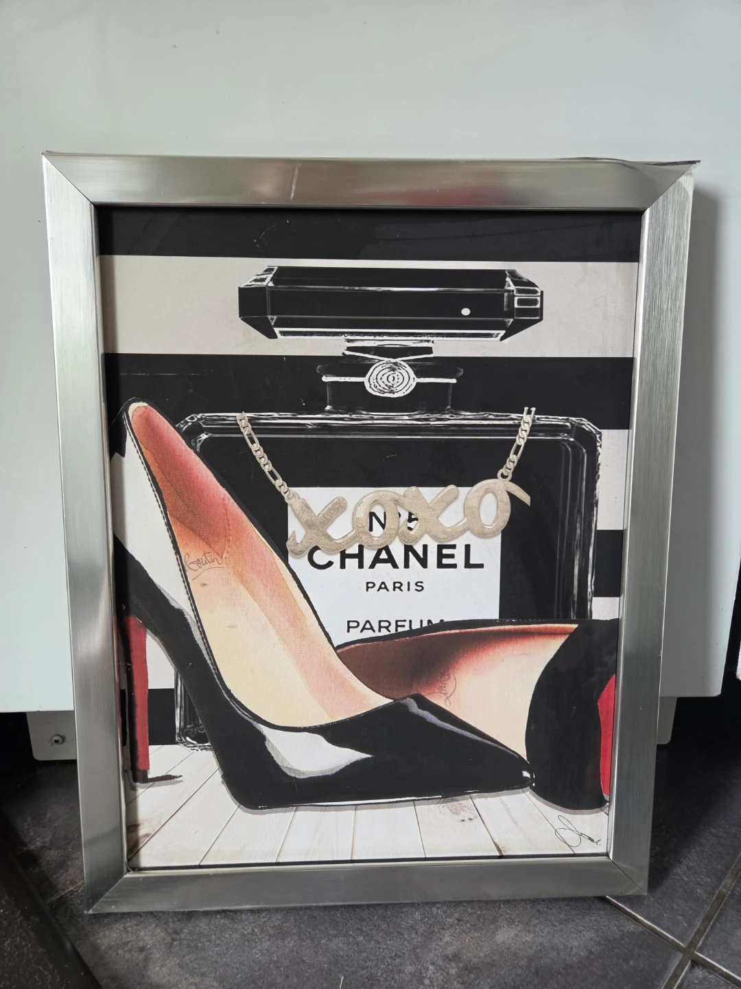 Framed "Chanel No. 5 Paris" Wall Art with Heels