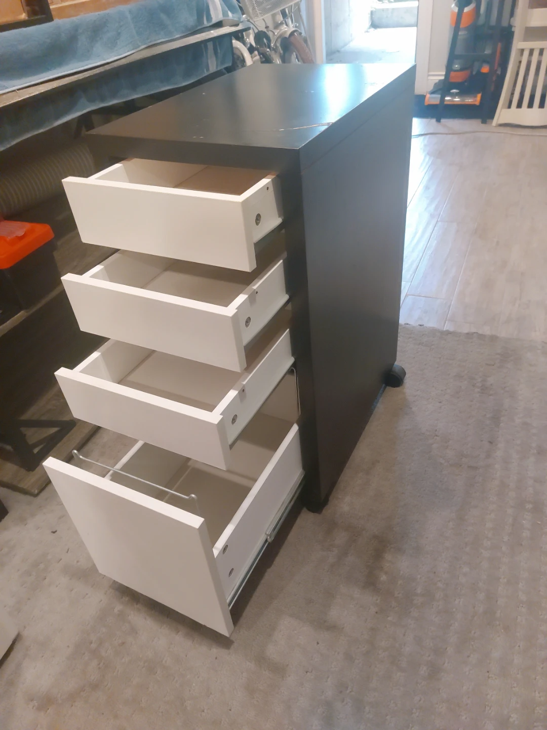 Black Rolling File Cabinet with 4 Drawers - photo 2