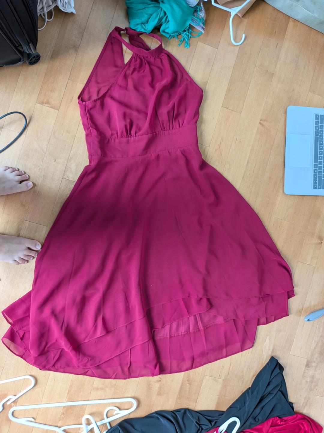 Women's Halter Neck Dress - Magenta