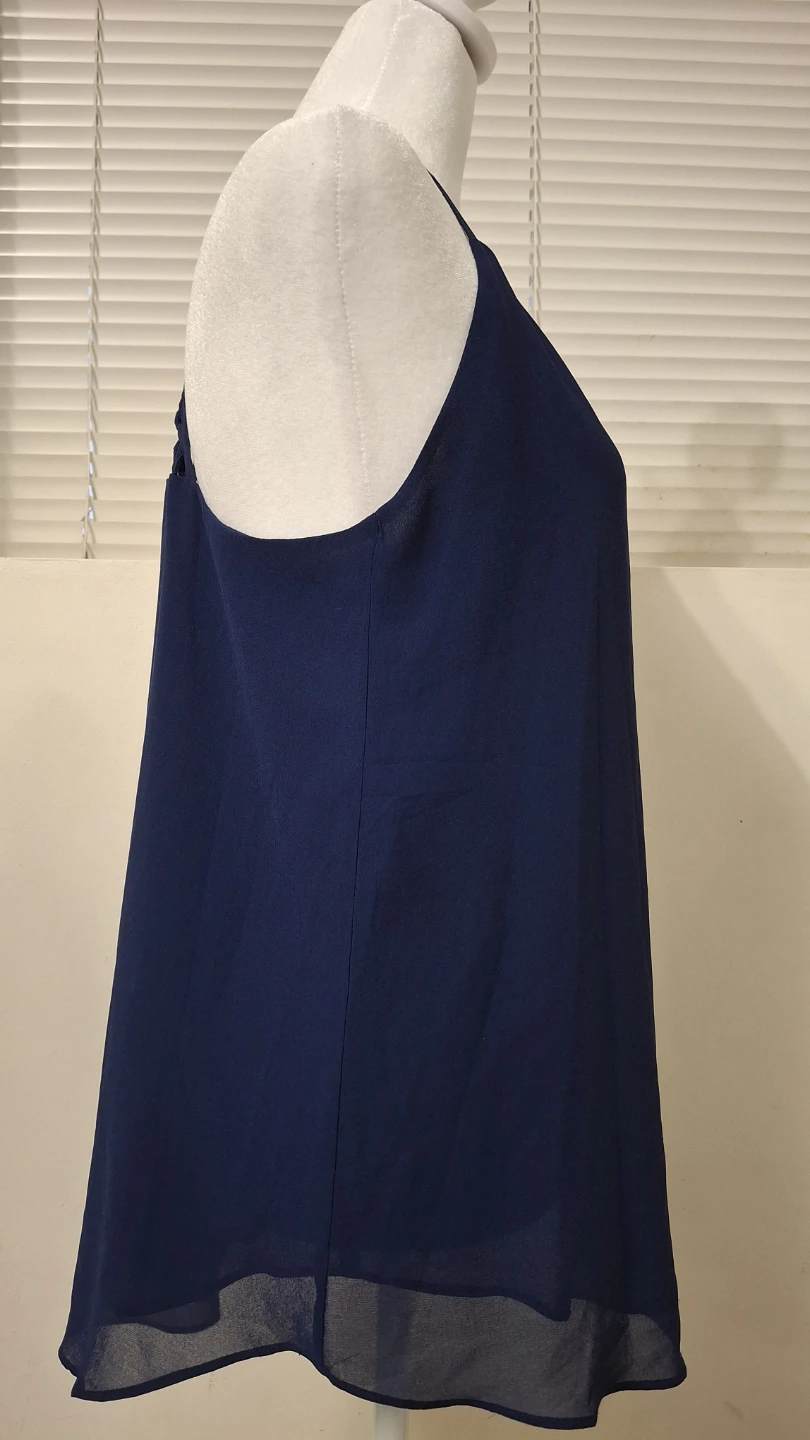 Naked Zebra Navy Blue Macrame Crochet Back Tank Top Size M - photo 4