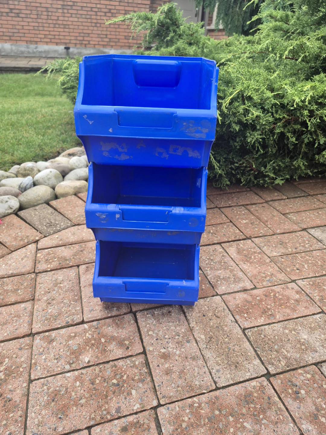 Blue Plastic Storage Bins (Set of 3) - photo 2