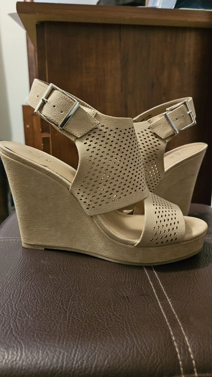 Call It Spring Beige Wedge Sandals - Size 8.5 - photo 2